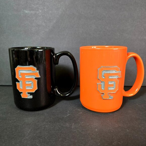 Pair (2) San Francisco Giants 3D Metal Emblem Mug 2012 Great American Products - Picture 1 of 13